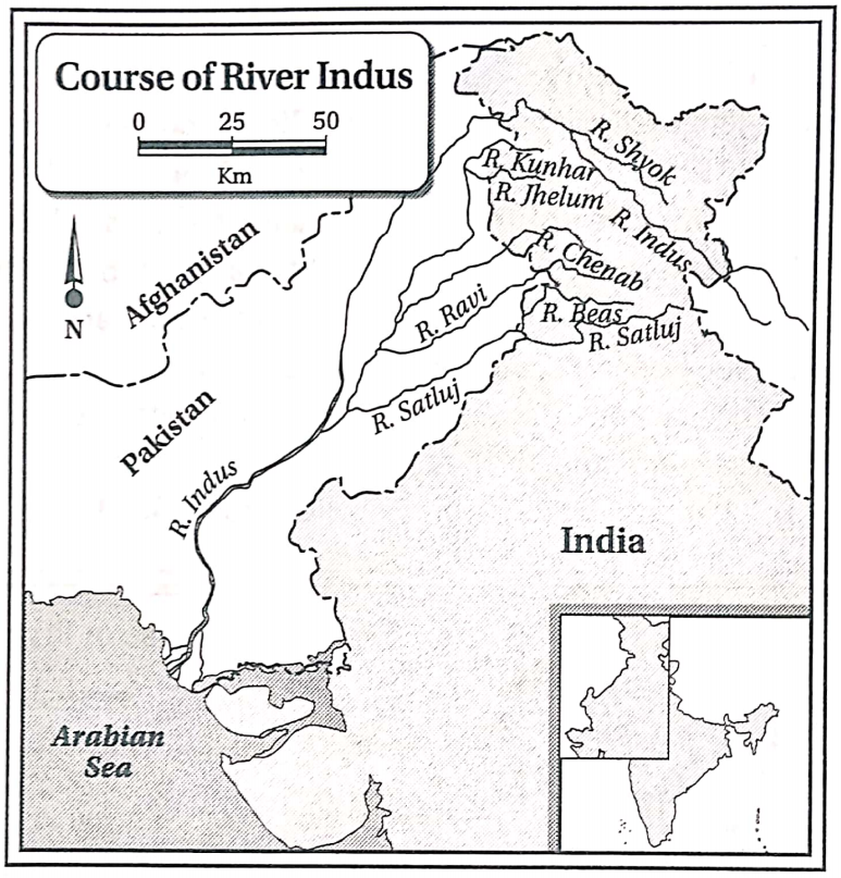 WBBSE Solutions Class 10 geography and environment chapter Chapter 5 India Physical Environment courses of river indus