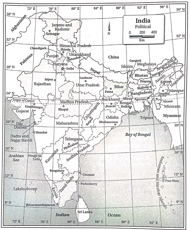 WBBSE Solutions Class 10 geography and environment chapter Chapter 5 India Physical Environment map-