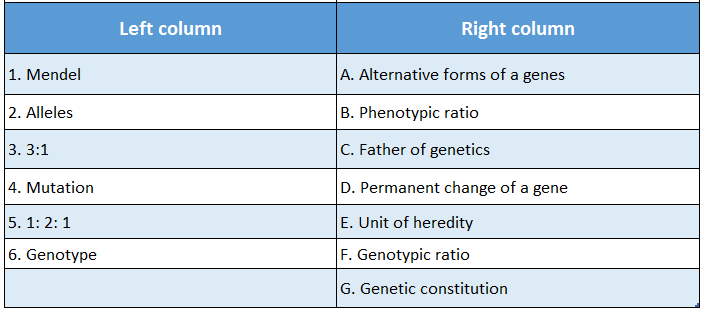 WBBSE Solutions For Class 10 Life Science And Environment Chapter 3 Heredity And Some Common Genetic Diseases Match The Columns 2