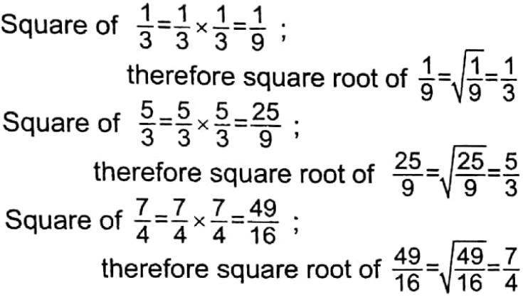 WBBSE Solutions For Class 7 Maths Arithmetic Chapter 4 Square Root Of Fraction Exercise 4 Square Root Of Vulgar Fraction Example
