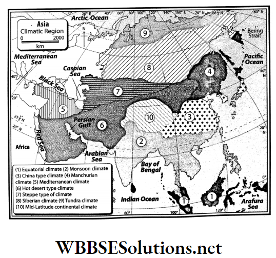 WBBSE Solutions For Class 7 Geography Chapter 9 Topic A Revolution Of The Earth Climatic Regions in Asia