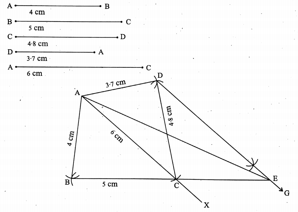WBBSE Solutions For Class 9 Maths Solid Geometry Chapter 6 Construction Drawing Of Triangles Equal To The Area Of A Given Quadrilateral Question 2