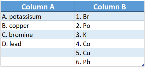 Chapter 3 Element compound and Mixture Match the columns table 2