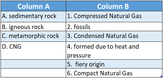 WBBSE Solutions Class 6 School Science Chapter 4 Rocks and Minerals extrusive igneous rocks Match the Columns Table 3
