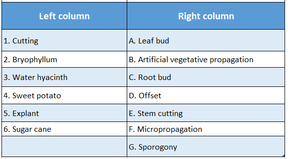 WBBSE Solutions For Class 10 Life Science And Environment Chapter 2 Reproduction Match the columns 3