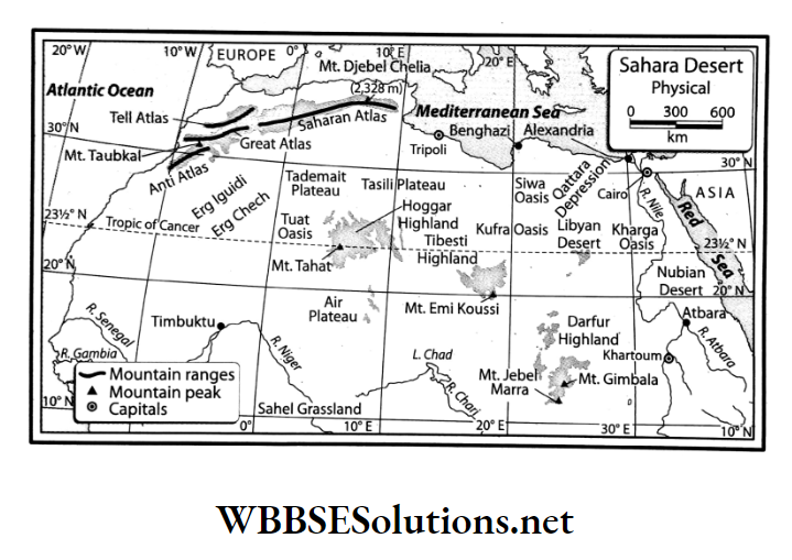 WBBSE Solutions For Class 7 Geography Chapter 10 Topic C Worlds Largest Hot Desert Sahara Sahara desert