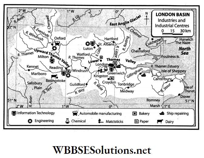 WBBSE Solutions For Class 7 Geography Chapter 11 Continent Of Europe Topic C London Basin Industrial centres of the London Basin