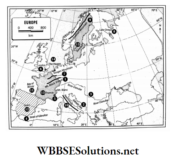 WBBSE Solutions For Class 7 Geography Chapter 11 Map Pointing outline map of Europe