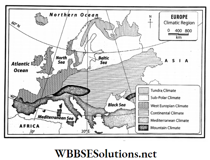 WBBSE Solutions For Class 7 Geography Chapter 11 Topic A General Introduction Of The Continent Of Europe Climatic regions in Europe