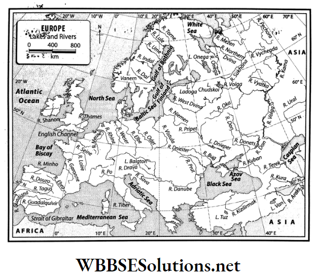 WBBSE Solutions For Class 7 Geography Chapter 11 Topic A General Introduction Of The Continent Of Europe Lakes and rivers of Europe