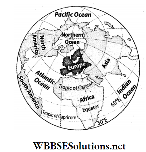 WBBSE Solutions For Class 7 Geography Chapter 11 Topic A General Introduction Of The Continent Of Europe The location of Europe on the globe