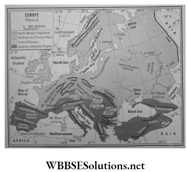 WBBSE Solutions For Class 7 Geography Chapter 11 Topic A General Introduction Of The Continent Of Europe The topography of the continent Of europe