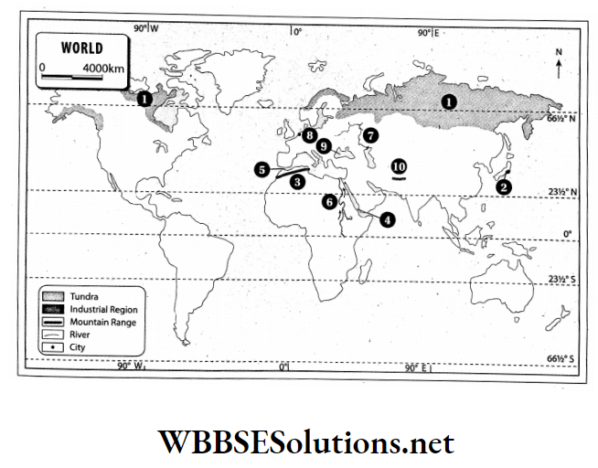WBBSE Solutions For Class 7 Geography Map Pointing Outline map of the World.