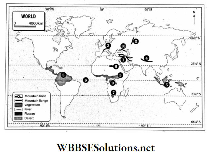 WBBSE Solutions For Class 7 Geography Map Pointing Outline map of the World,.