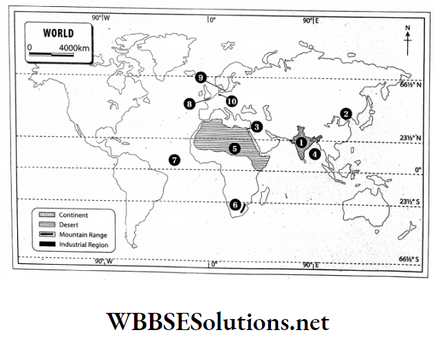 WBBSE Solutions For Class 7 Geography Map Pointing Outline map of the World