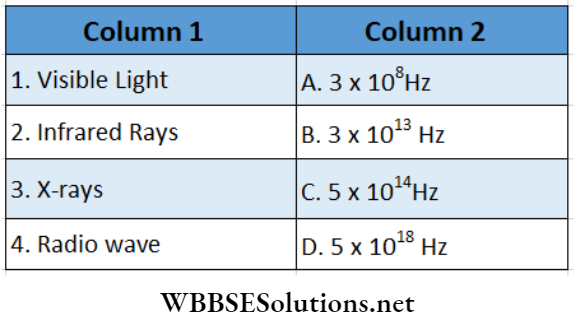 Electromagnetic Waves Match The Column Question 1