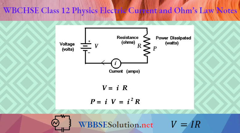 WBCHSE Class 12 Physics Electric Current And Ohms Law Notes