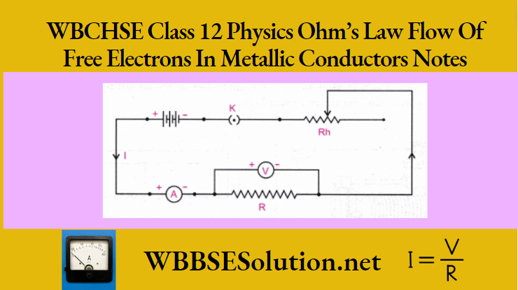 WBCHSE Class 12 Physics Ohm’s Law Flow Of  Free Electrons In Metallic Conductors Notes